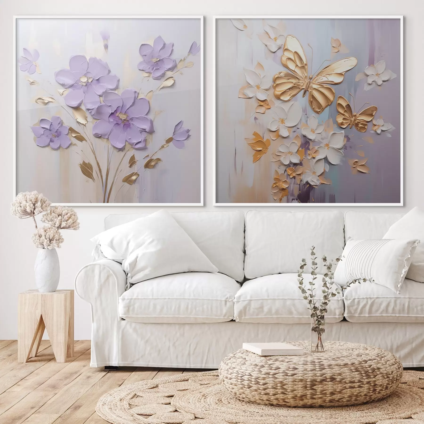 Fototapetes Tauriņi un ziedi imitācijas glezna d01046