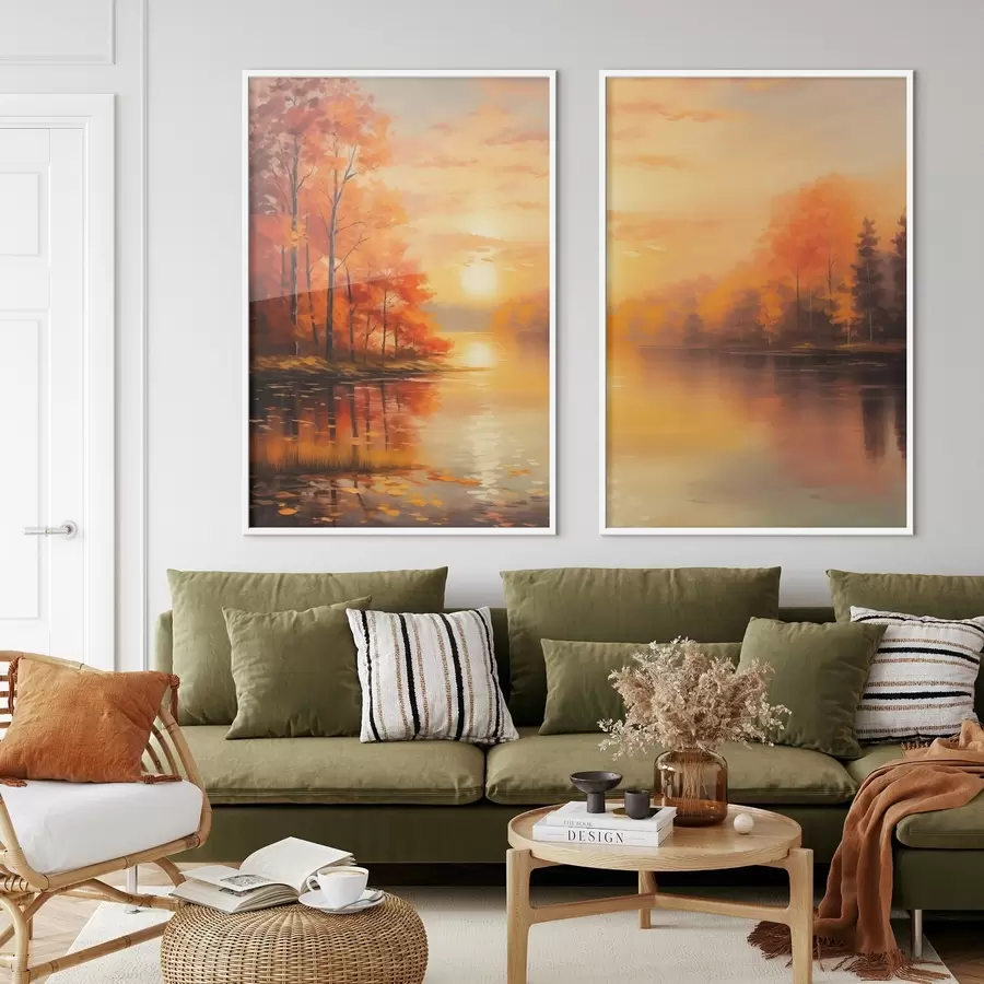 Fototapetes Rudens mežs pret saulrietu d01051