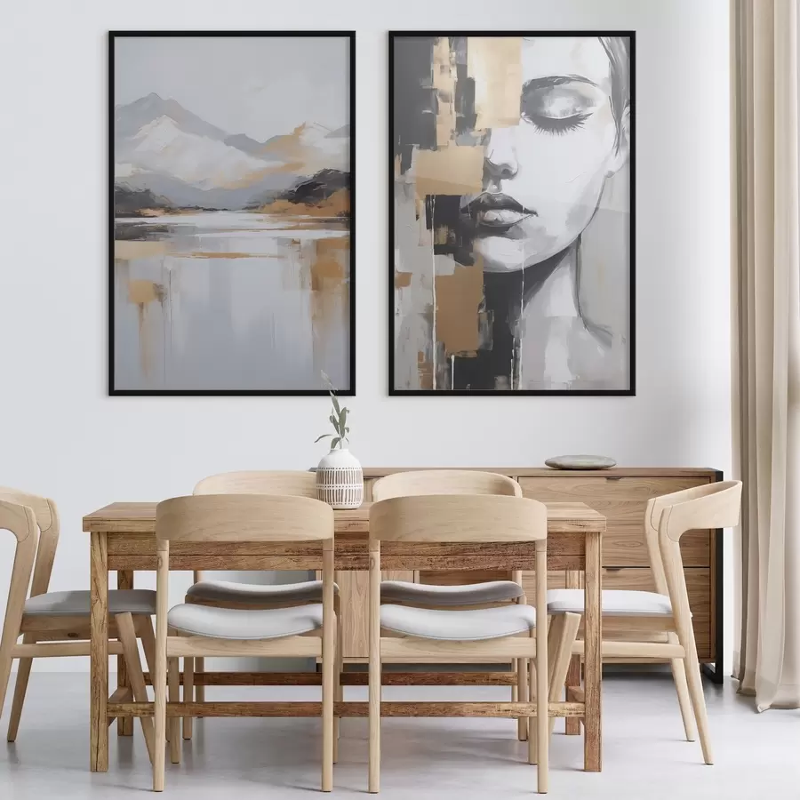 Fototapetes Abstrakts kalnu ainava un portrets d01058