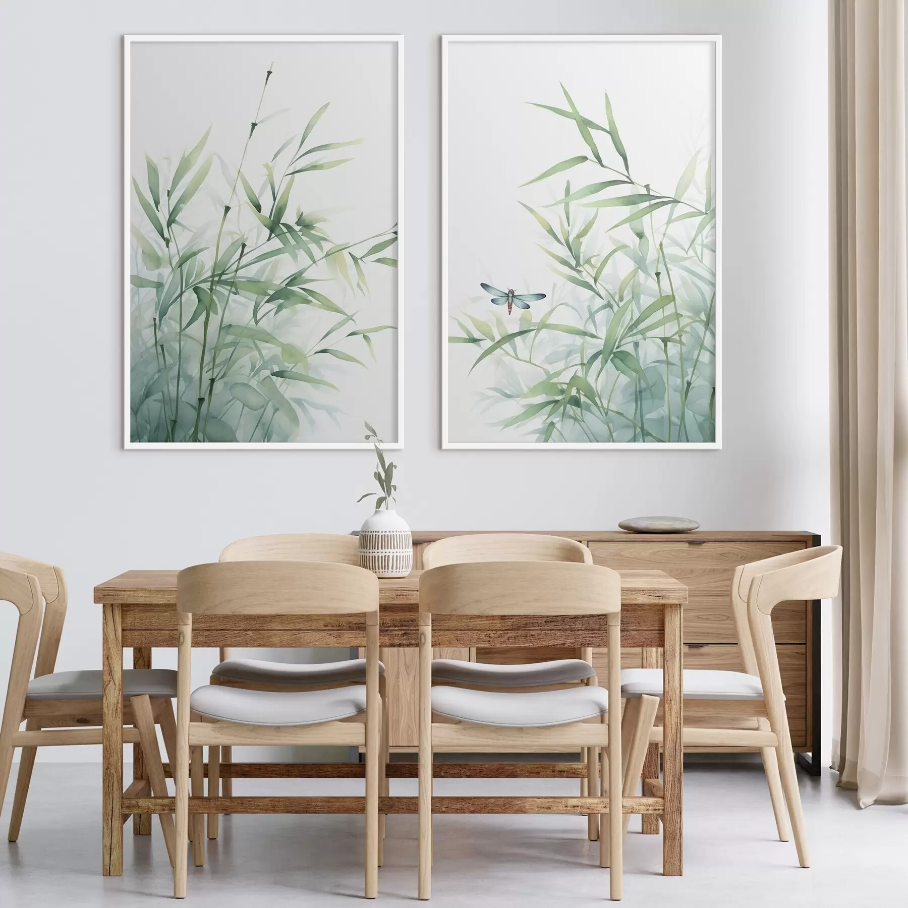 Fototapetes Bambusa augi, akvareļa imitācija d01062