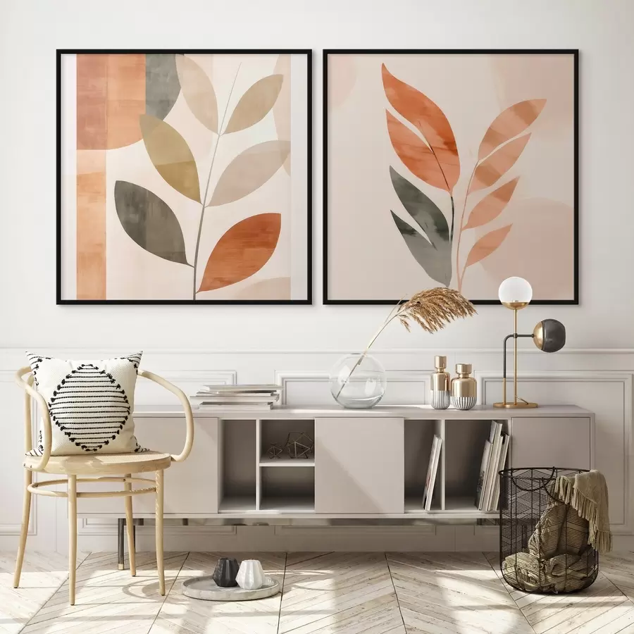 Fototapetes Stilizēts augu attēlojums mierīgā krāsu gamā d00984