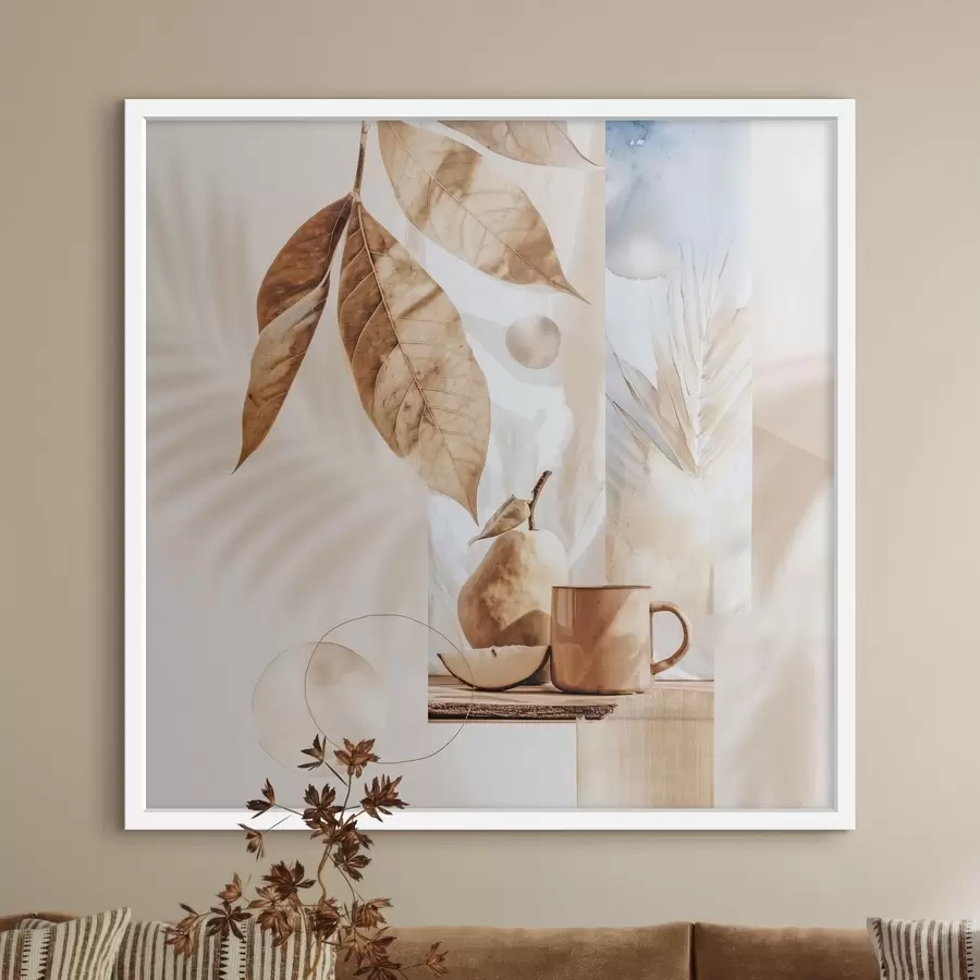 Fototapetes Abstrakts ar lapām, bumbieru un kausiņu f47047