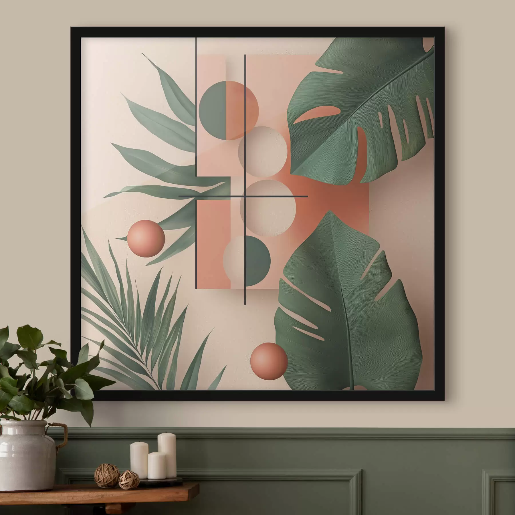 Fototapetes Abstrakcija ar lielām tropu lapām f47099