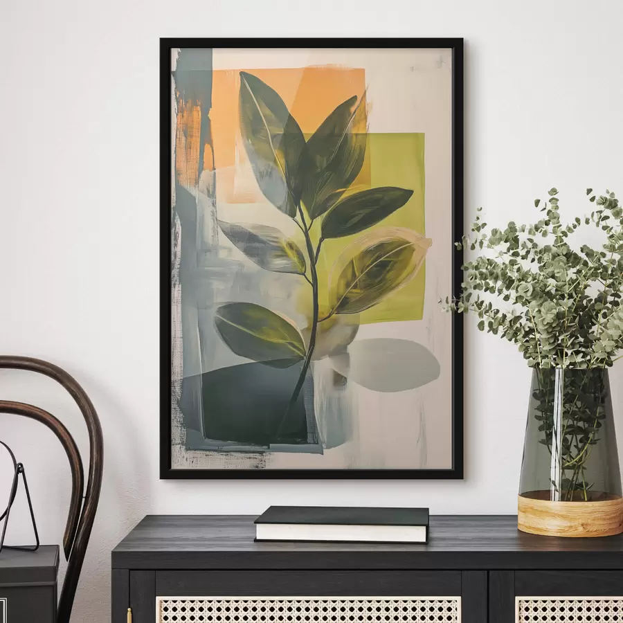 Fototapetes Lapu zariņš uz abstraktā fona f47249