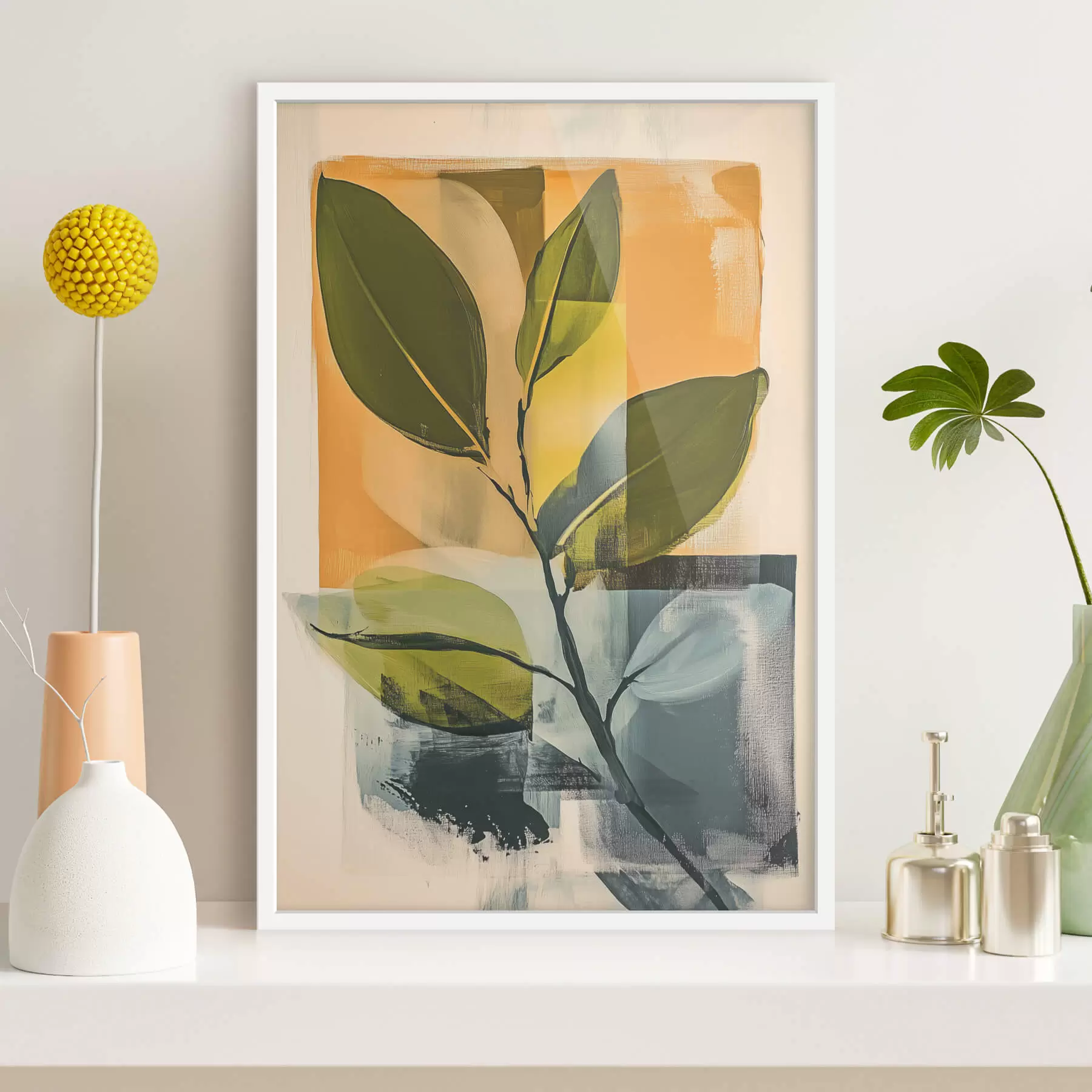 Fototapetes Lapu zariņš uz abstraktā fona f47250