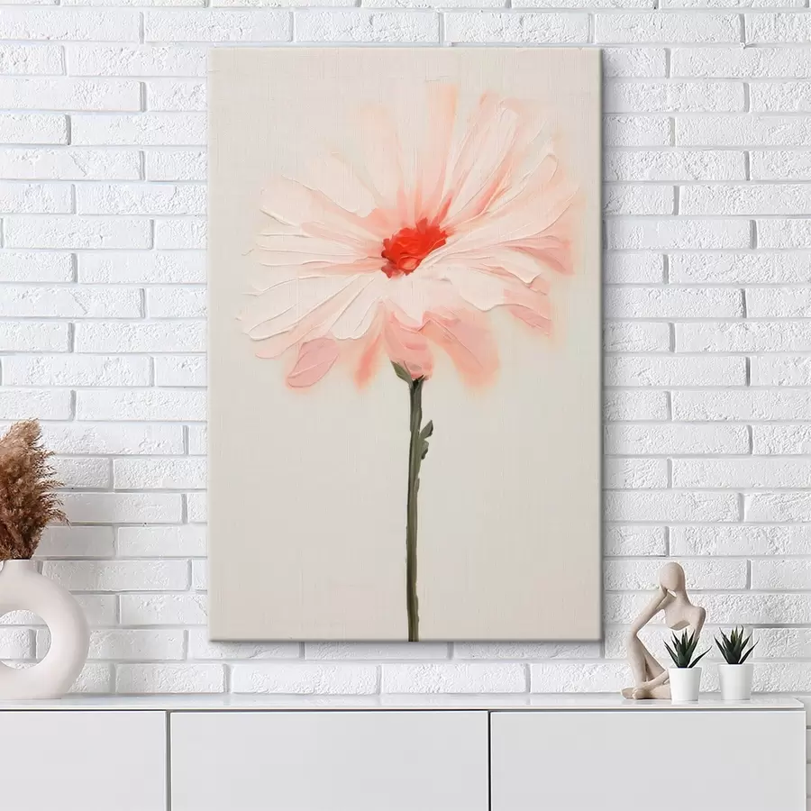 Glezna Baltas un rozā ziedi ar izteiksmīgiem triepieniem eļļas gleznas stilā s46933