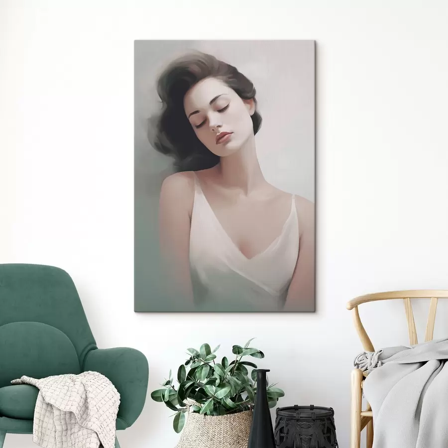 Glezna Meitenes portrets ar aizvērtām acīm s47342