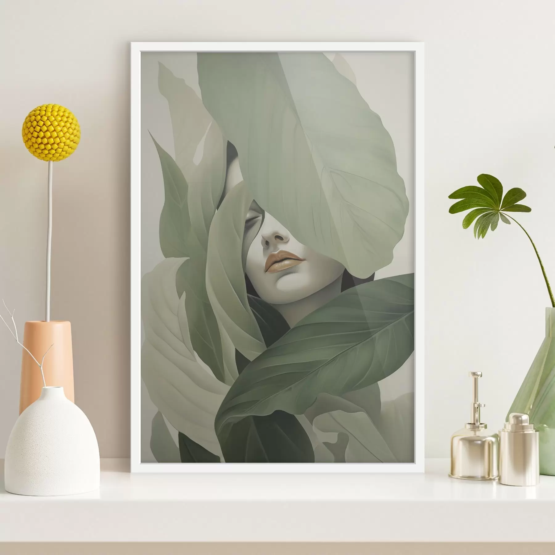 Fototapetes Surreāls meitenes portrets lapās f47332