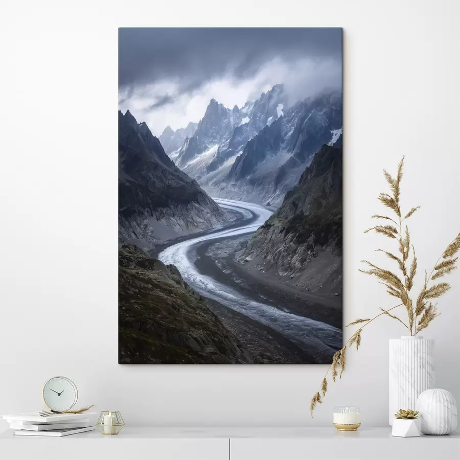 Glezna kalnu ainava ar mākoņiem s47142