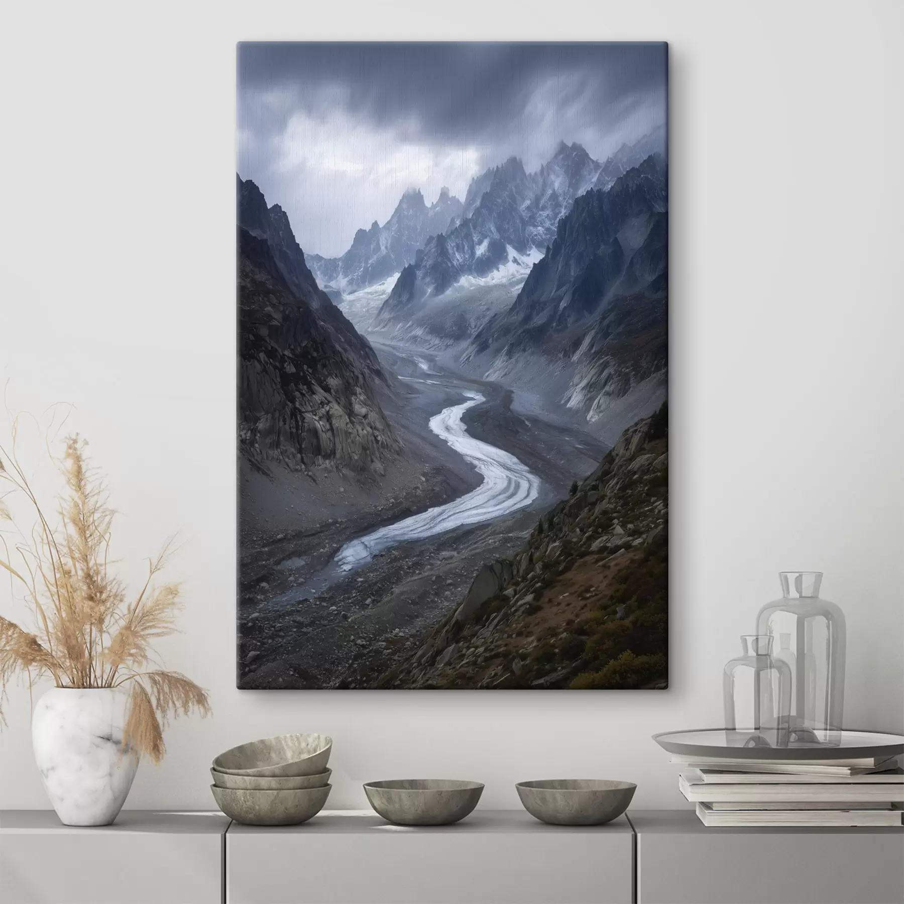 Glezna kalnu ainava ar mākoņiem s47143