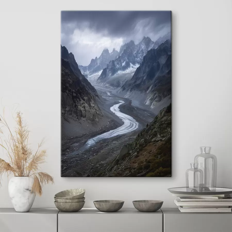 Glezna kalnu ainava ar mākoņiem s47143