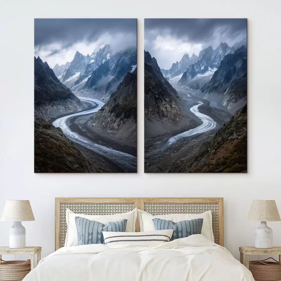 Glezna kalnu ainava ar mākoņiem m01180