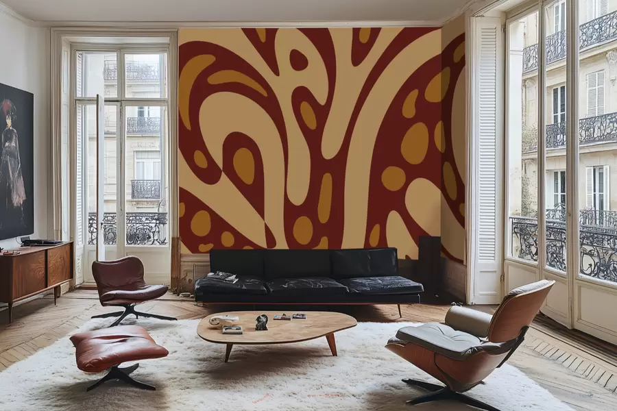 Fototapetes Abstrakts raksts ar brūnām un smilškrāsas formām w05071v2