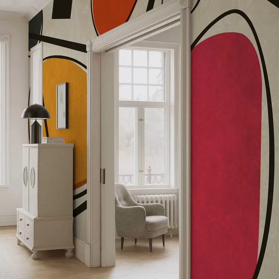 Fototapetes Abstraktas formas un līnijas ar izteiksmīgiem krāsu laukiem w05017