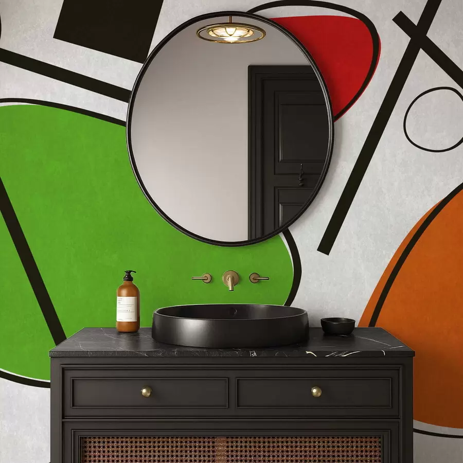 Fototapetes Abstraktas ģeometriskas formas ar līnijām un izteiksmīgām krāsu zonām w05017v1