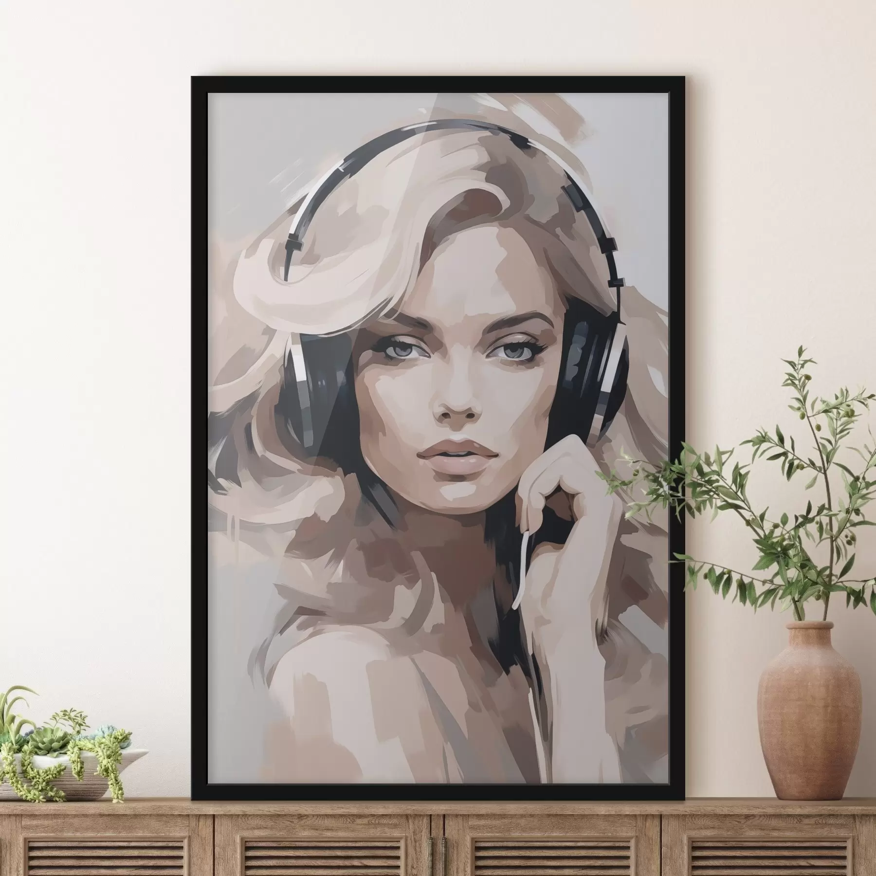 Fototapetes Meitenes ar austiņām portrets f47410