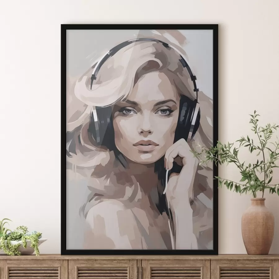 Fototapetes Meitenes ar austiņām portrets f47410