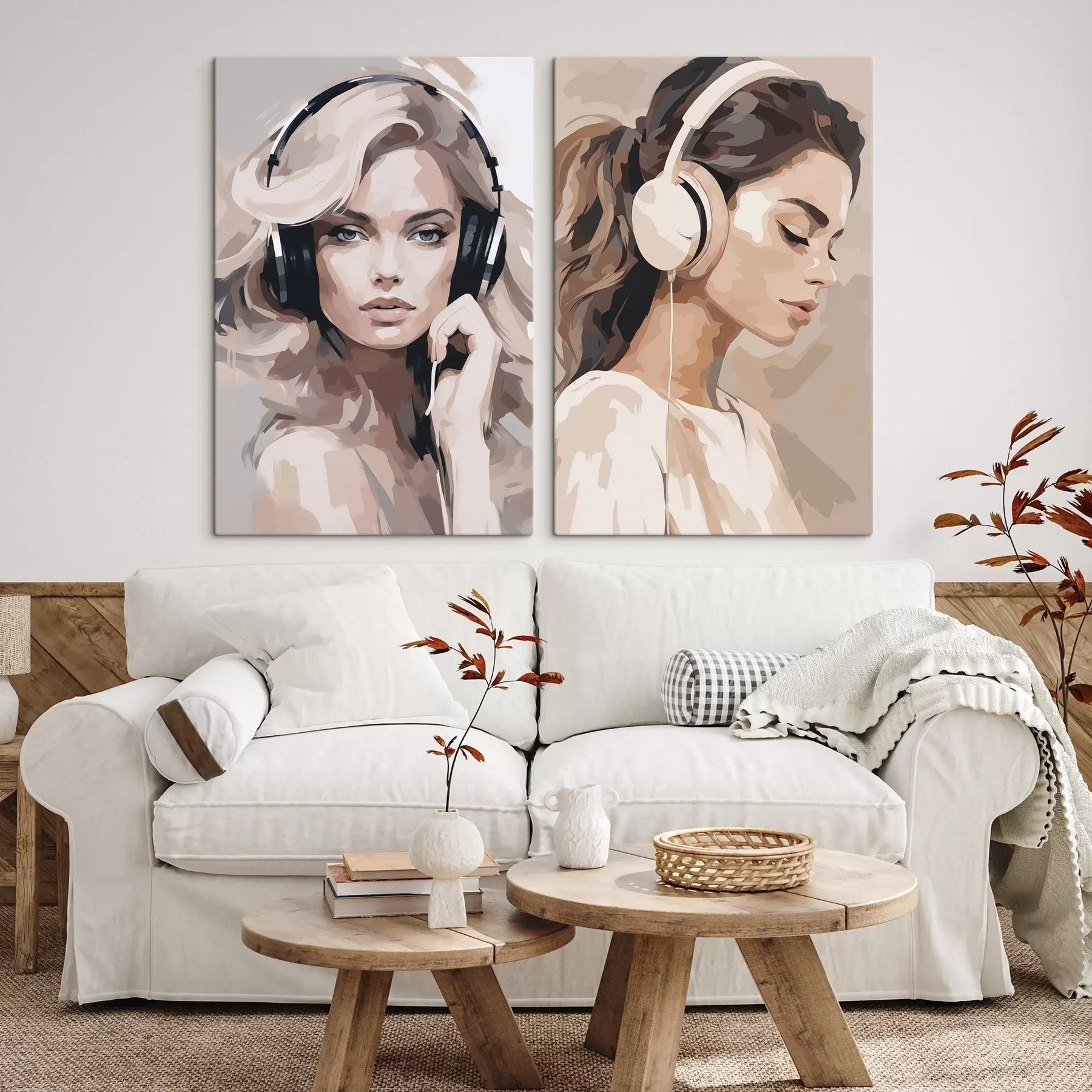 Glezna Meitenes ar austiņām portrets m01192