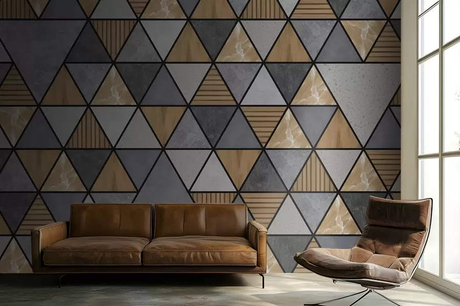 Fototapetes Trijstūra ornamenta ar neitrālām un siltām krāsām w05096v1