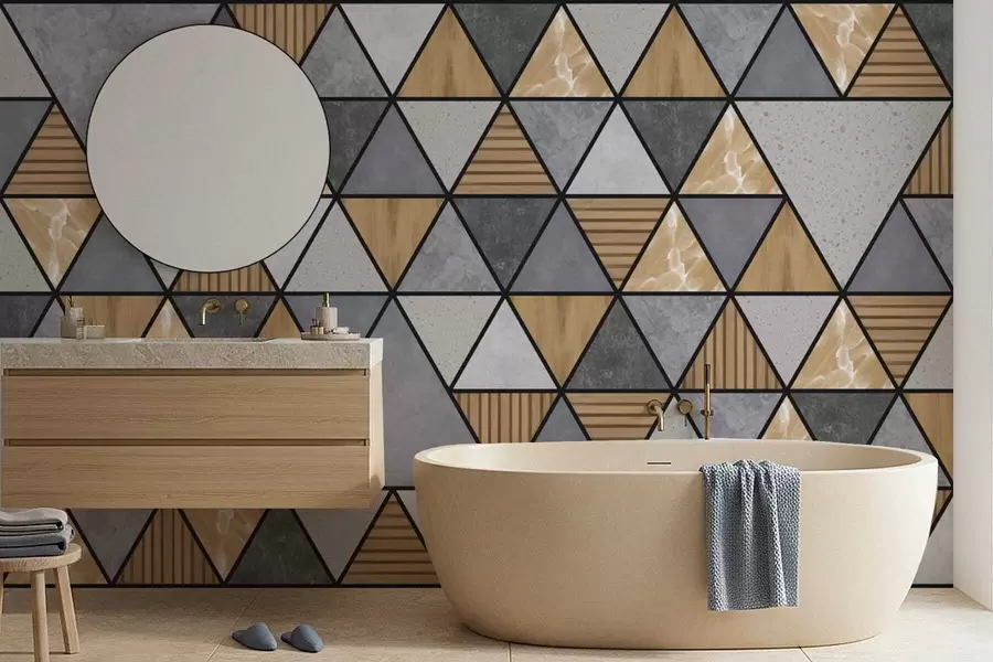 Fototapetes Trijstūra ornamenta ar neitrālām un siltām krāsām w05096v1