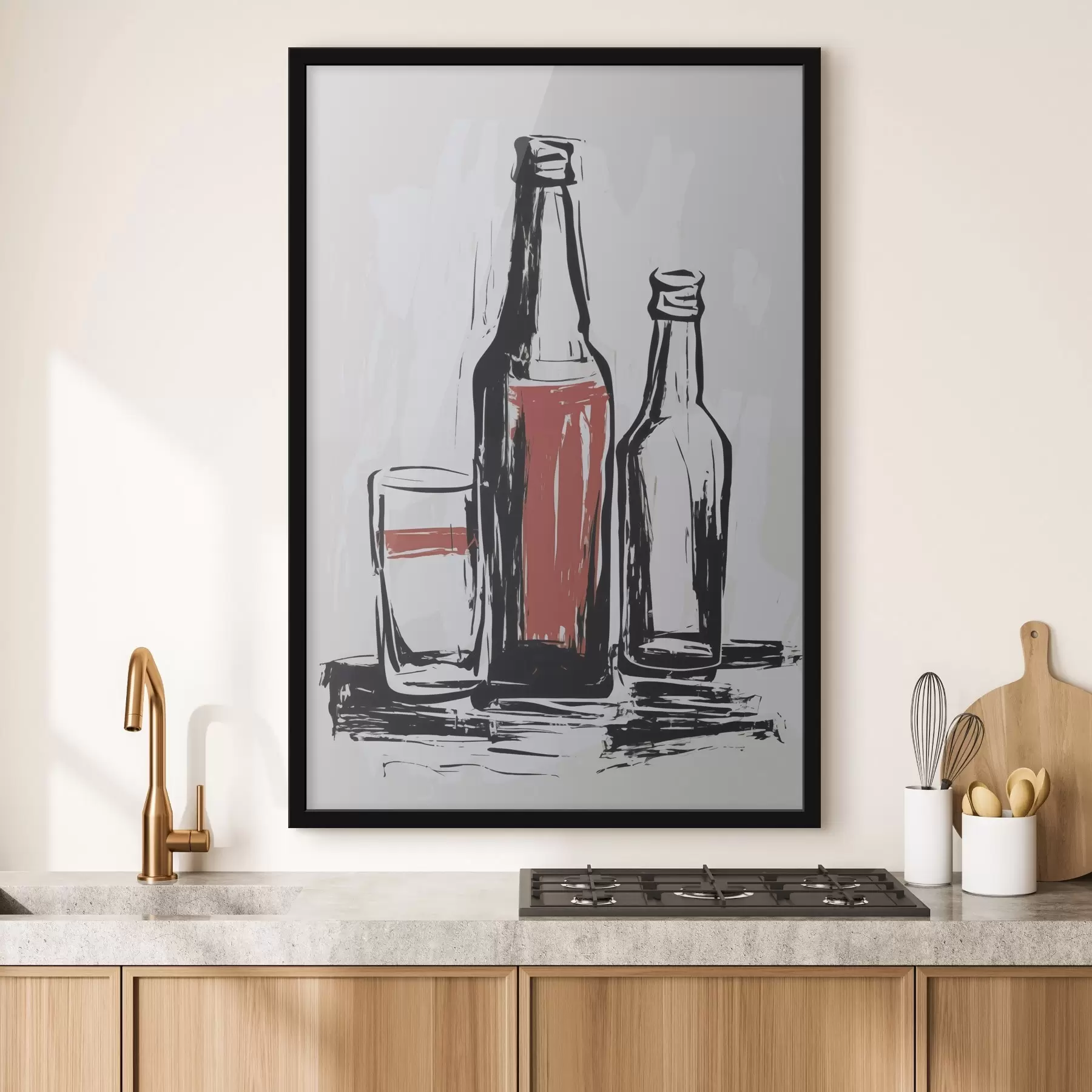 Fototapetes Pudeles un stikls f47493