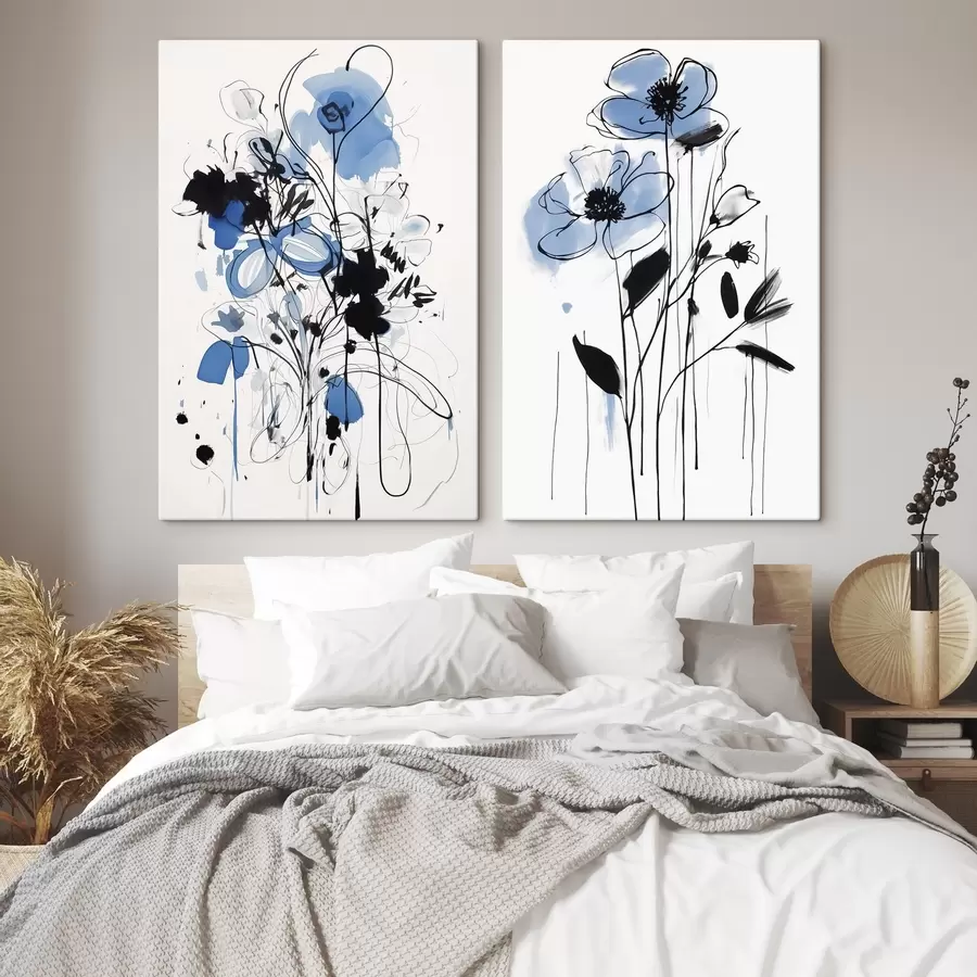 Glezna Abstrakcija ar plankumiem un ziediem m01222