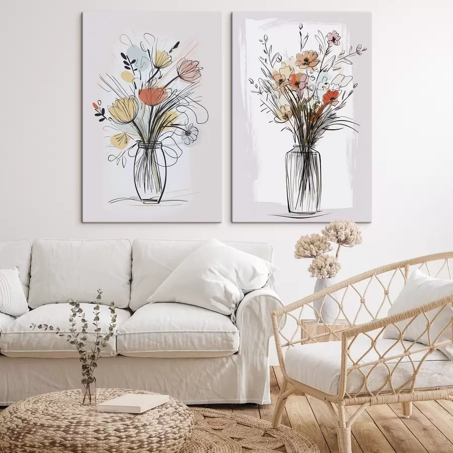 Glezna Ziedi vāzē, zīmējuma imitācija m01224