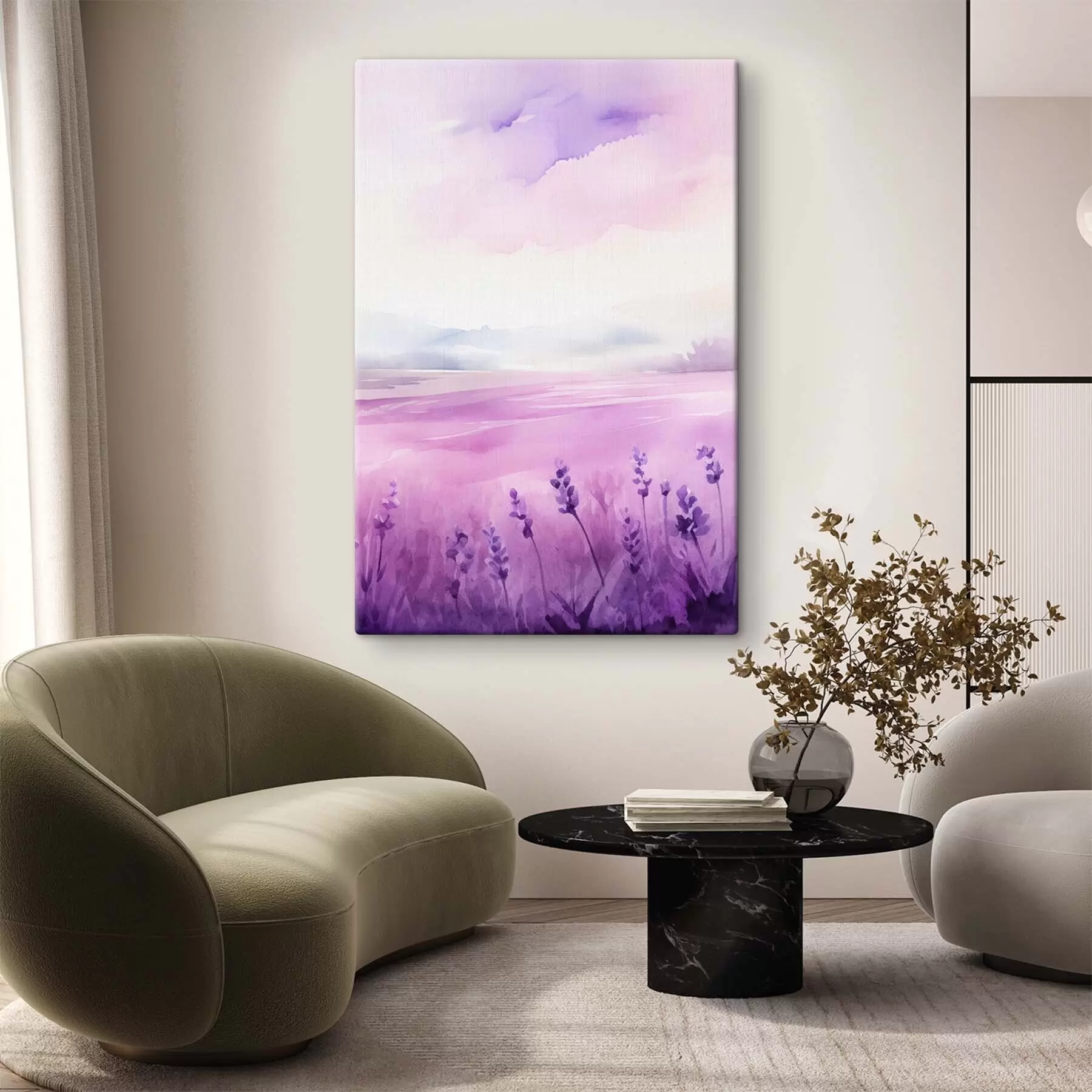 Glezna Lavandas lauks, imitācija akvareļglezniecībā s47109