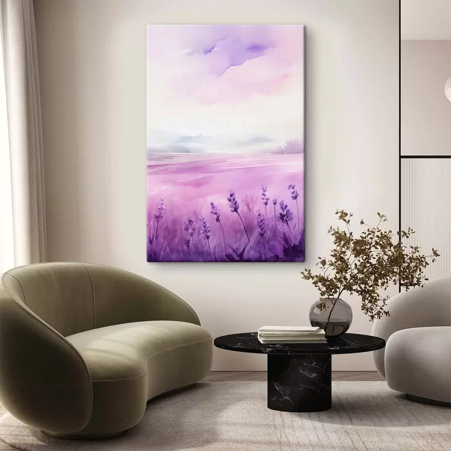 Glezna Lavandas lauks, imitācija akvareļglezniecībā s47109