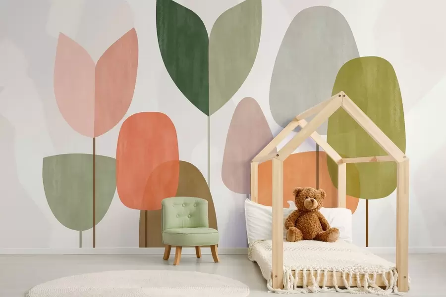 Fototapetes abstrakta koku naivā stilā w05059