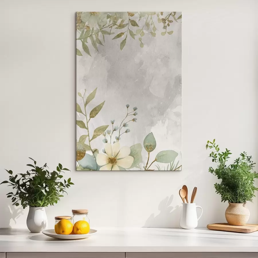 Glezna Delikāti augi uz gaiša fona s46893