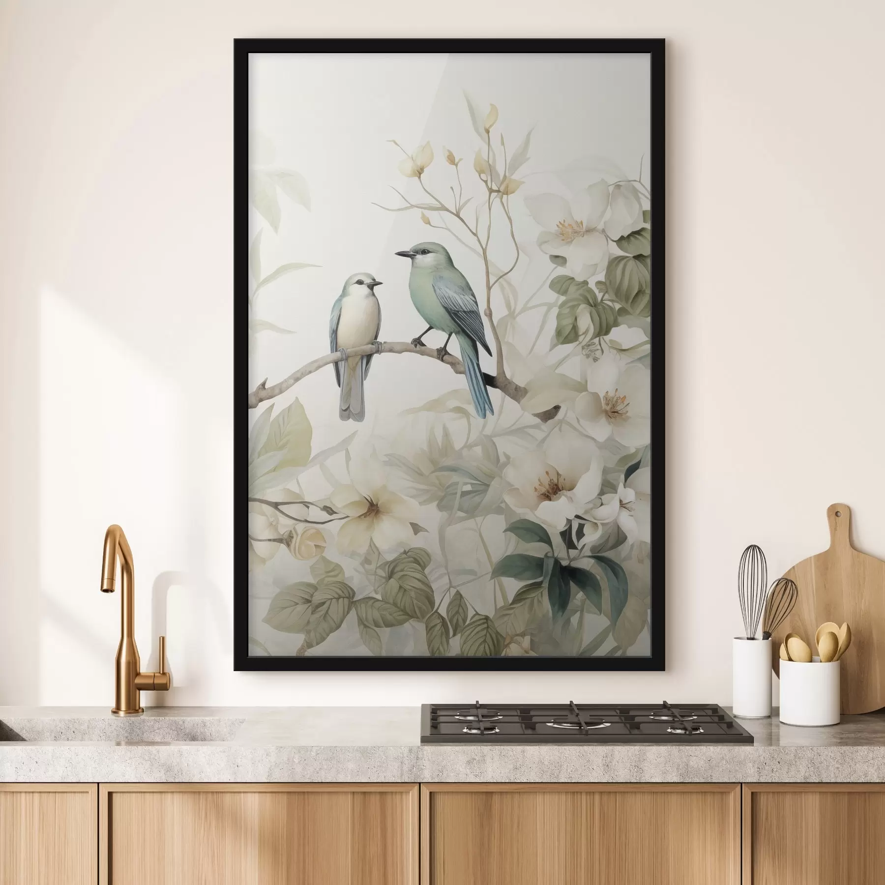 Fototapetes Divi putni uz jasmīna zariem f46896