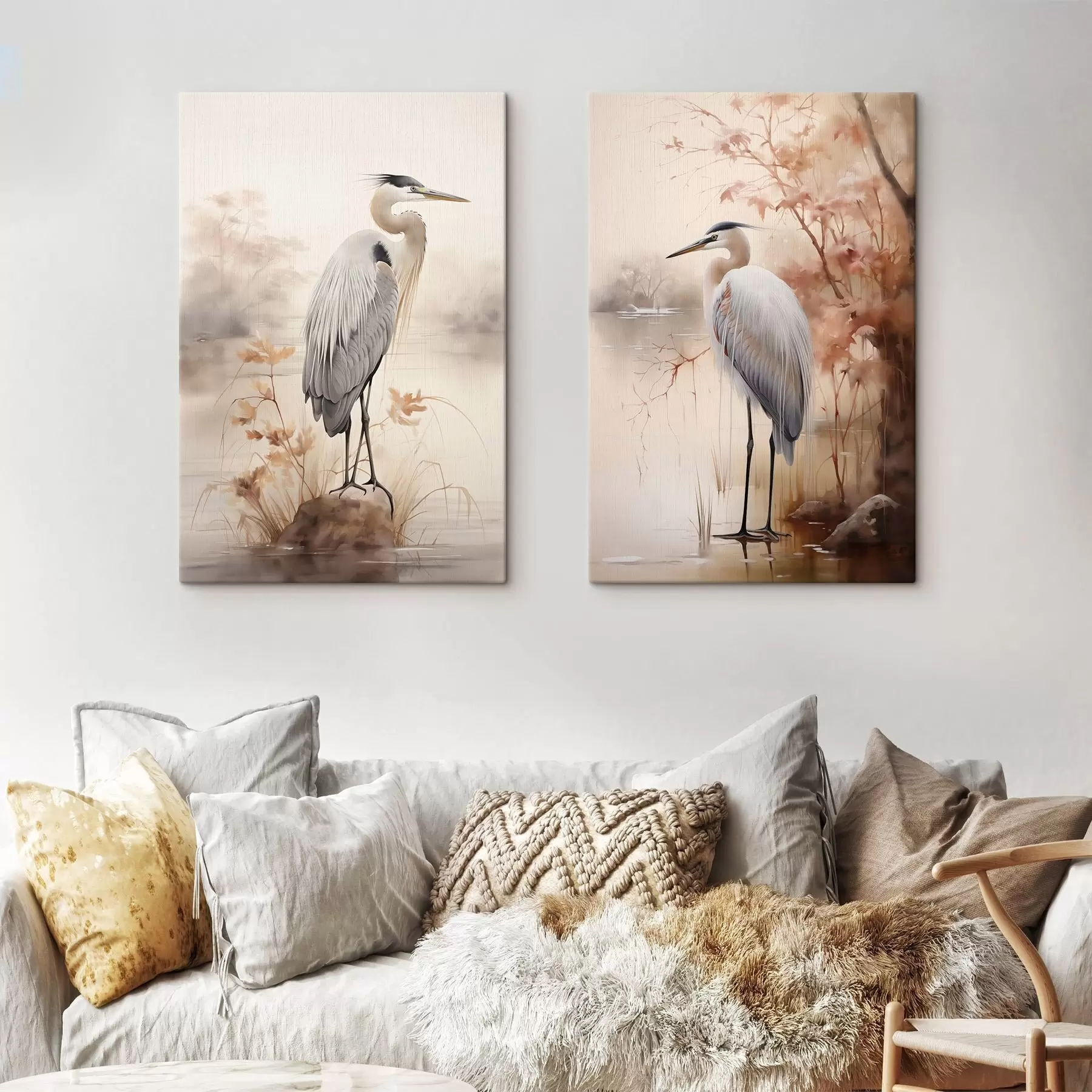 Glezna Gārgale stāv uz akmens ezerā, fonā redzami augsti zāles stiebri un koki. m01239