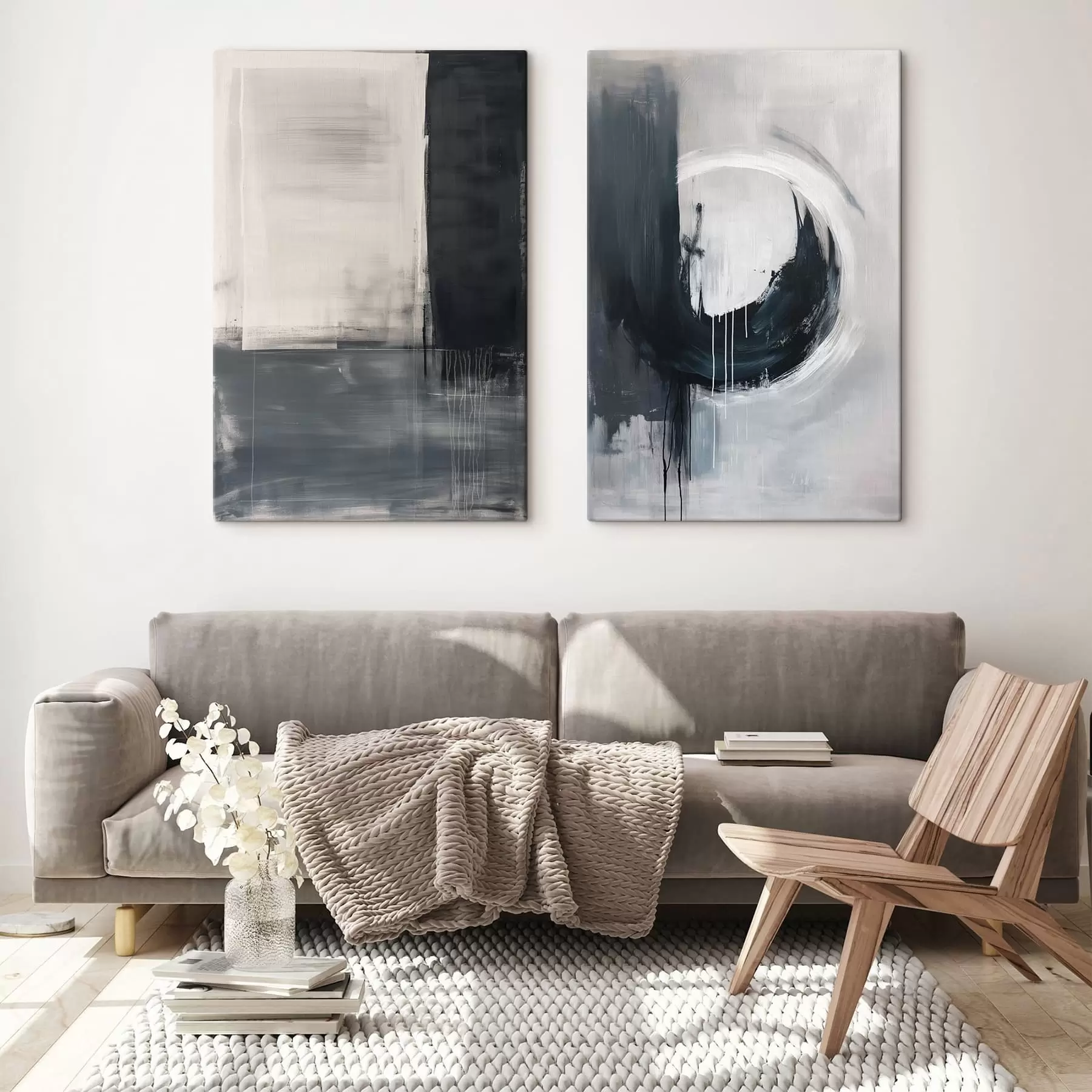 Glezna Abstrakta kompozīcija melnā un baltā toņos m01217