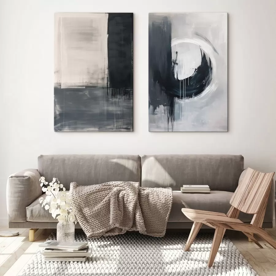 Glezna Abstrakta kompozīcija melnā un baltā toņos m01217