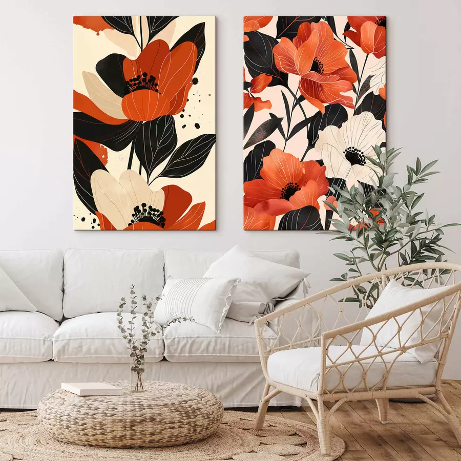 Glezna Ziedu kompozīcija siltos toņos m01228