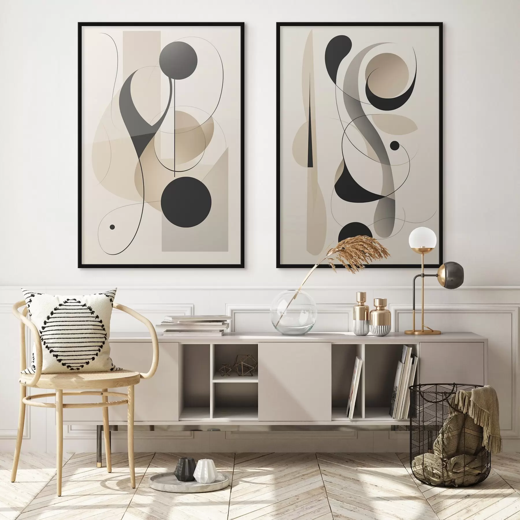 Fototapetes Abstrakta kompozīcija ar līknēm un formām d00538