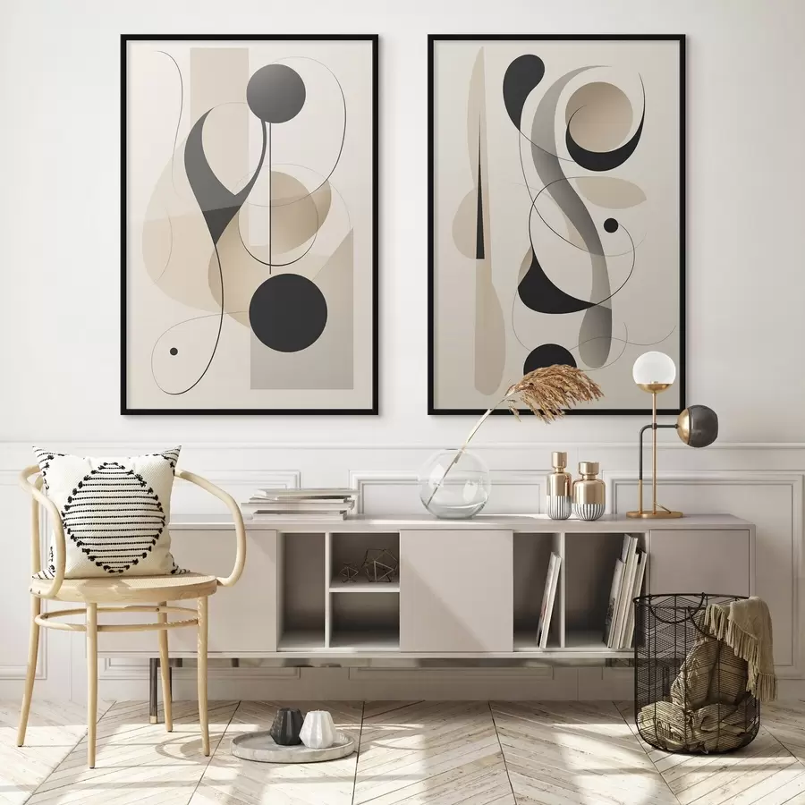 Fototapetes Abstrakta kompozīcija ar līknēm un formām d00538