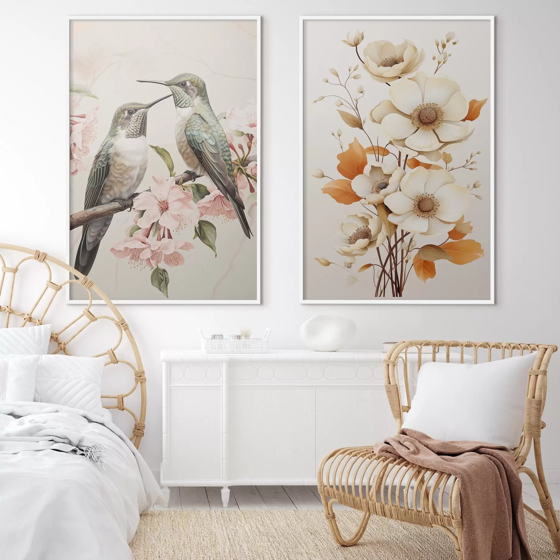 Fototapetes Ziedi un putni uz zariem d00560