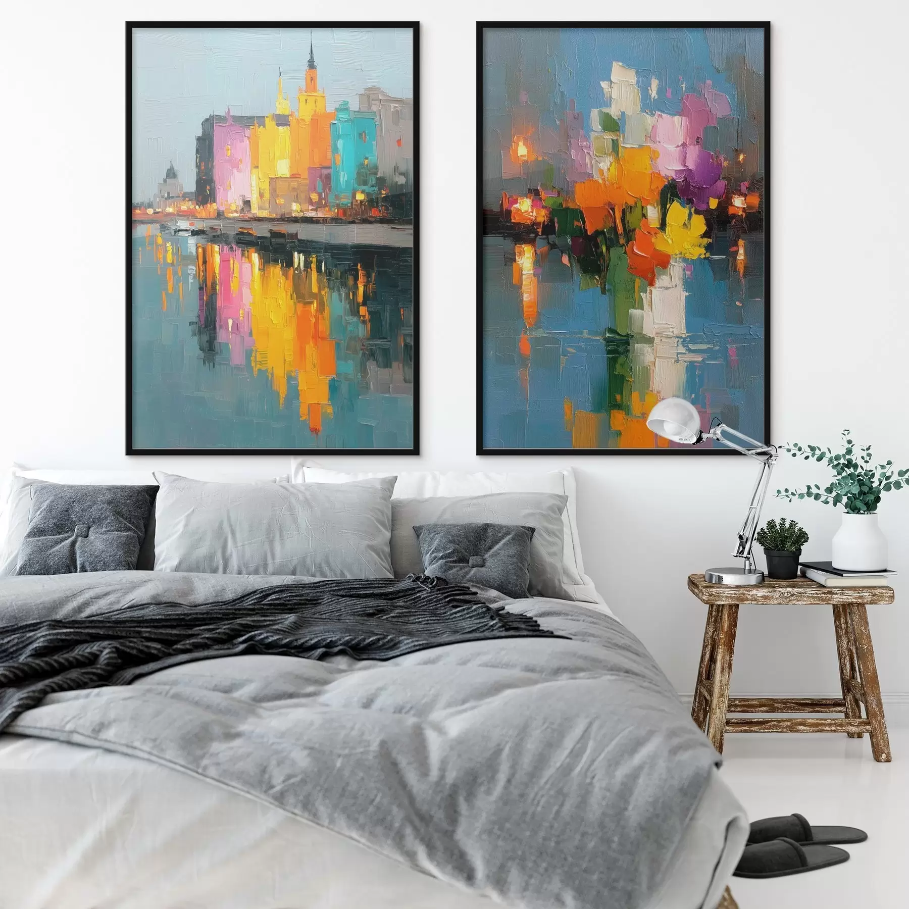 Fototapetes Pilsētas dinamika: abstrakta kompozīcija ar gaismu atspulgiem upē d00569