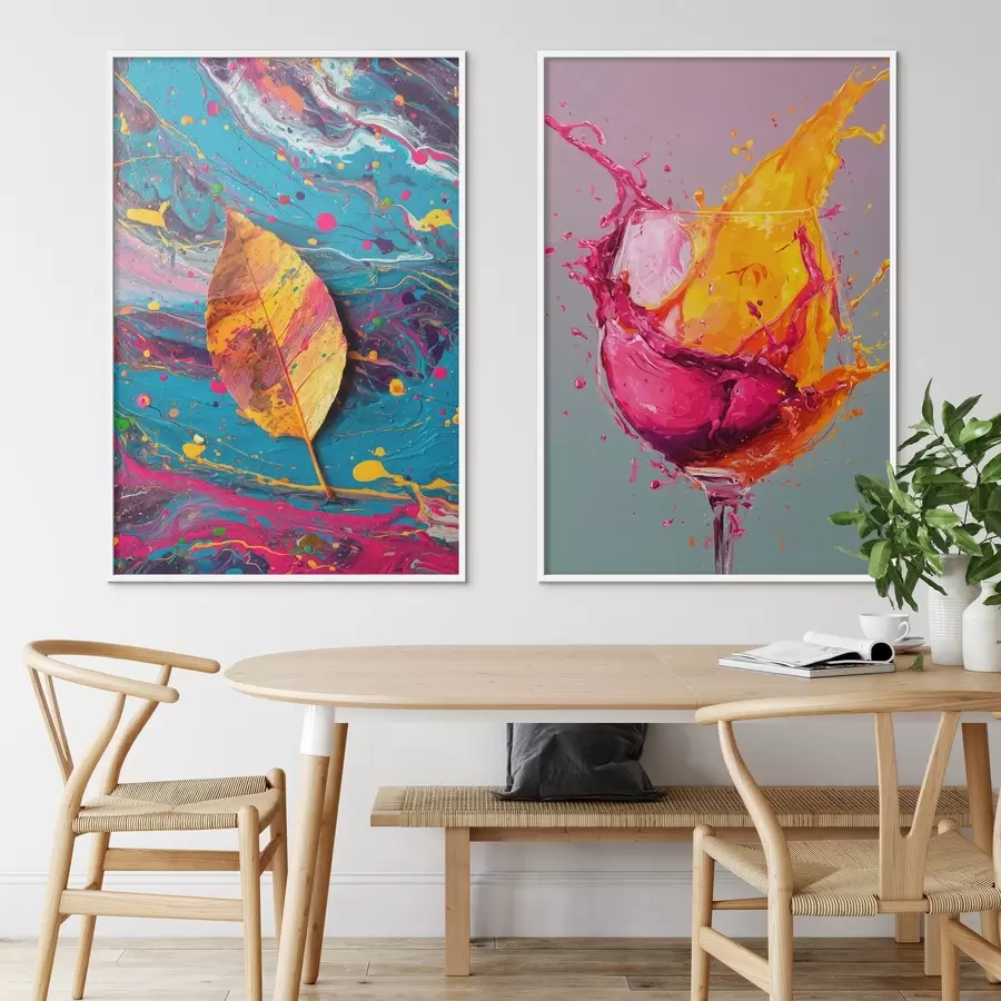 Fototapetes Izteiksmīga abstrakcija ar dabas un dzērienu elementiem d00570