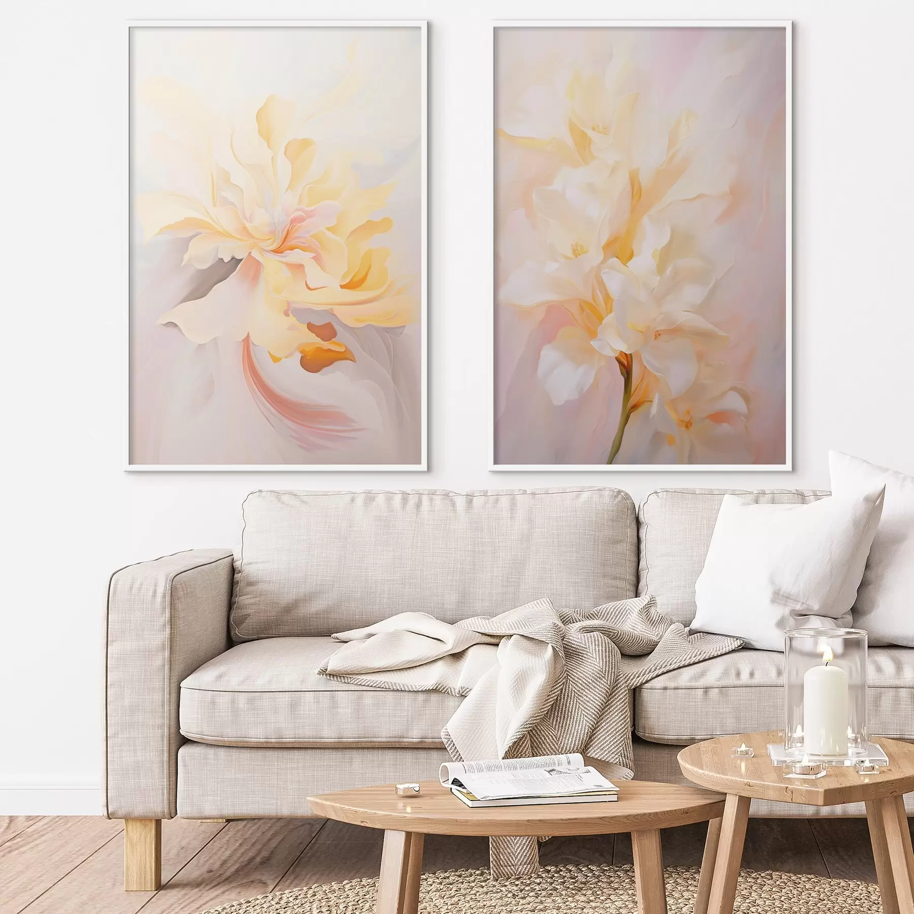 Fototapetes Delikāts diptihs akvareļu stilā ar krāsu pārejām d00576