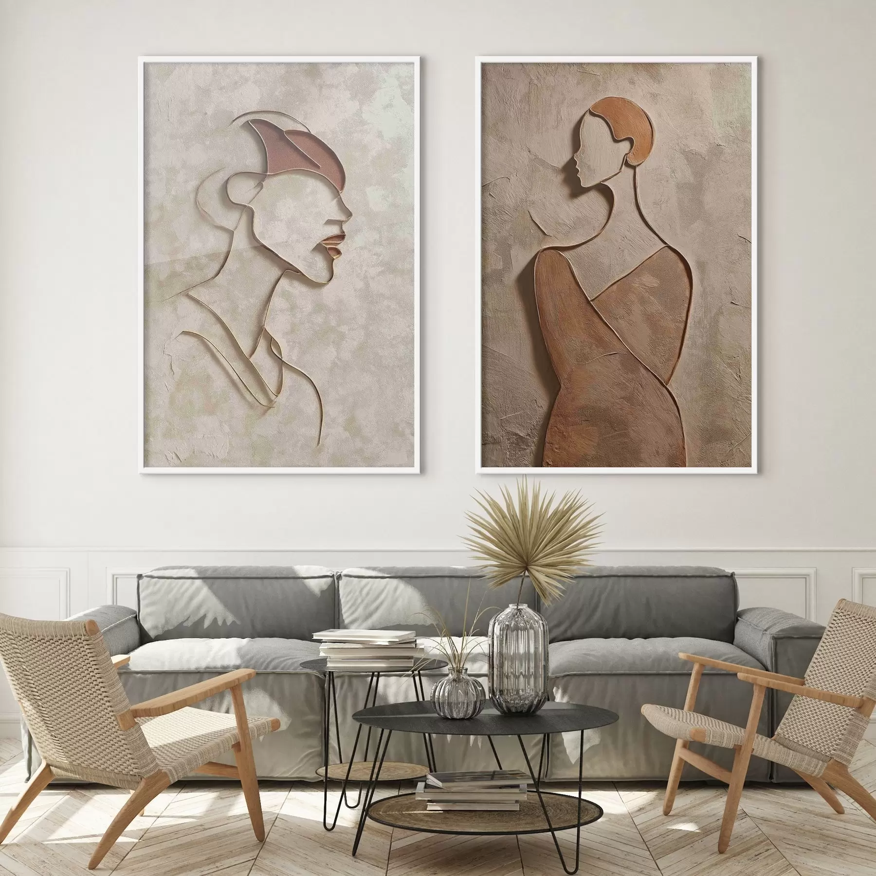 Fototapetes Cilvēku siluetu reljefs minimālisma stilā d00596