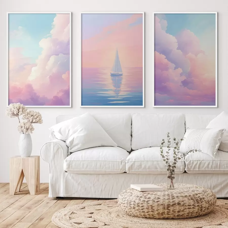 Fototapetes Buru laiva jūrā uz mākoņu fona d00619