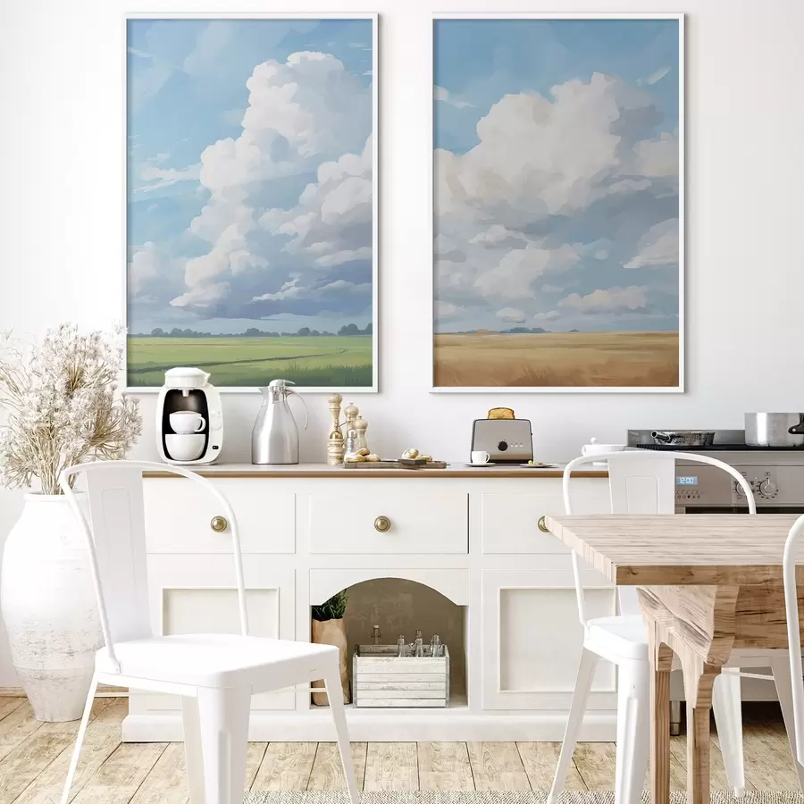 Fototapetes Laukums pret debesīm ar milzīgiem mākoņiem d00624