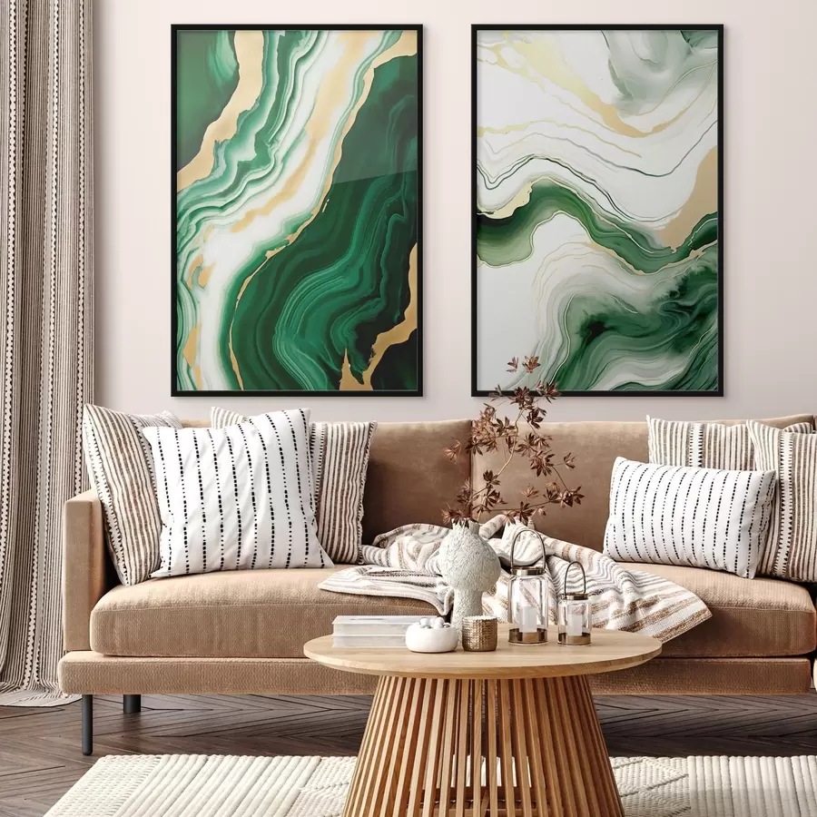 Fototapetes Zaļa un balta marmora tekstūra ar oranži dzeltenām dzīslām d00688