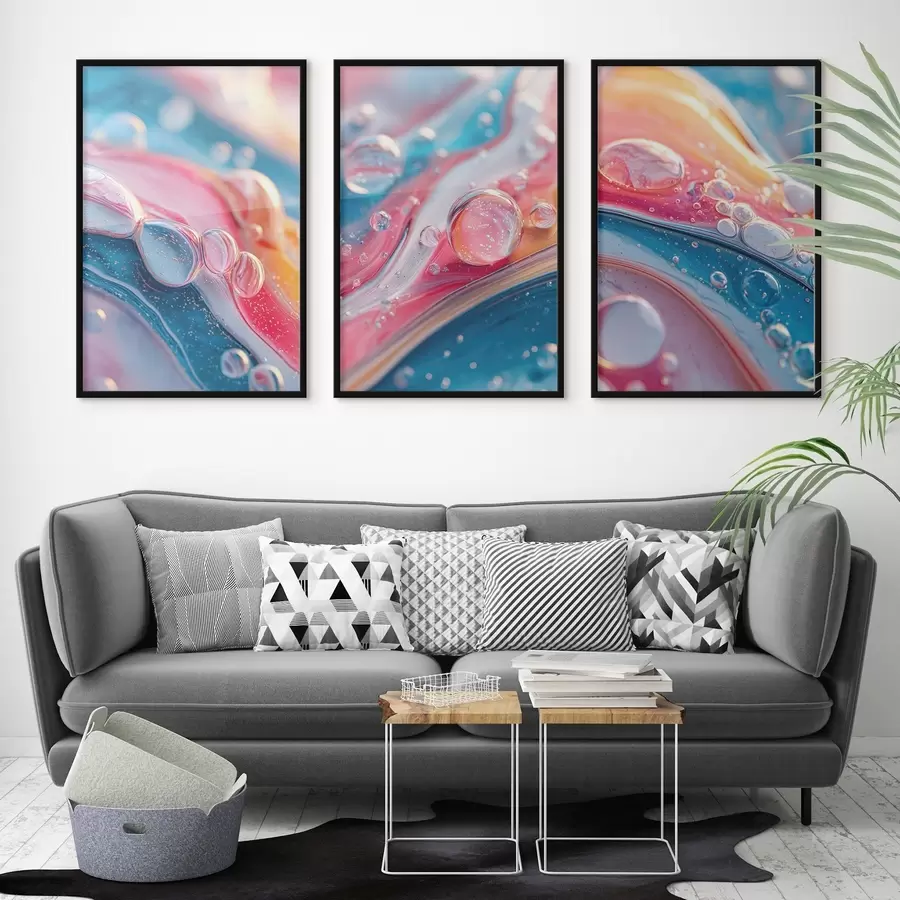 Fototapetes daudzkrāsainas viļņi ar burbuļiem d00698