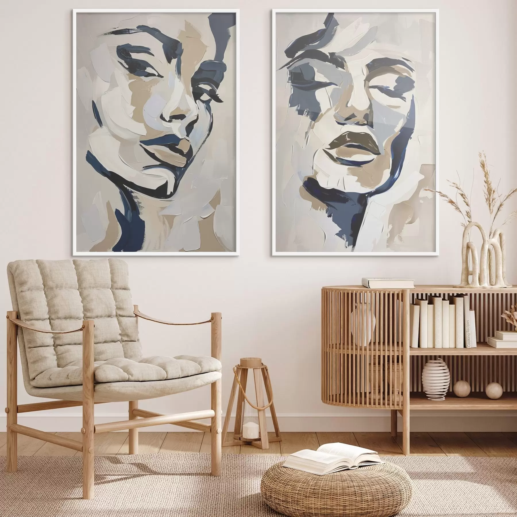 Fototapetes Abstraktas sieviešu sejas ar imitētiem otu triepieniem d00713