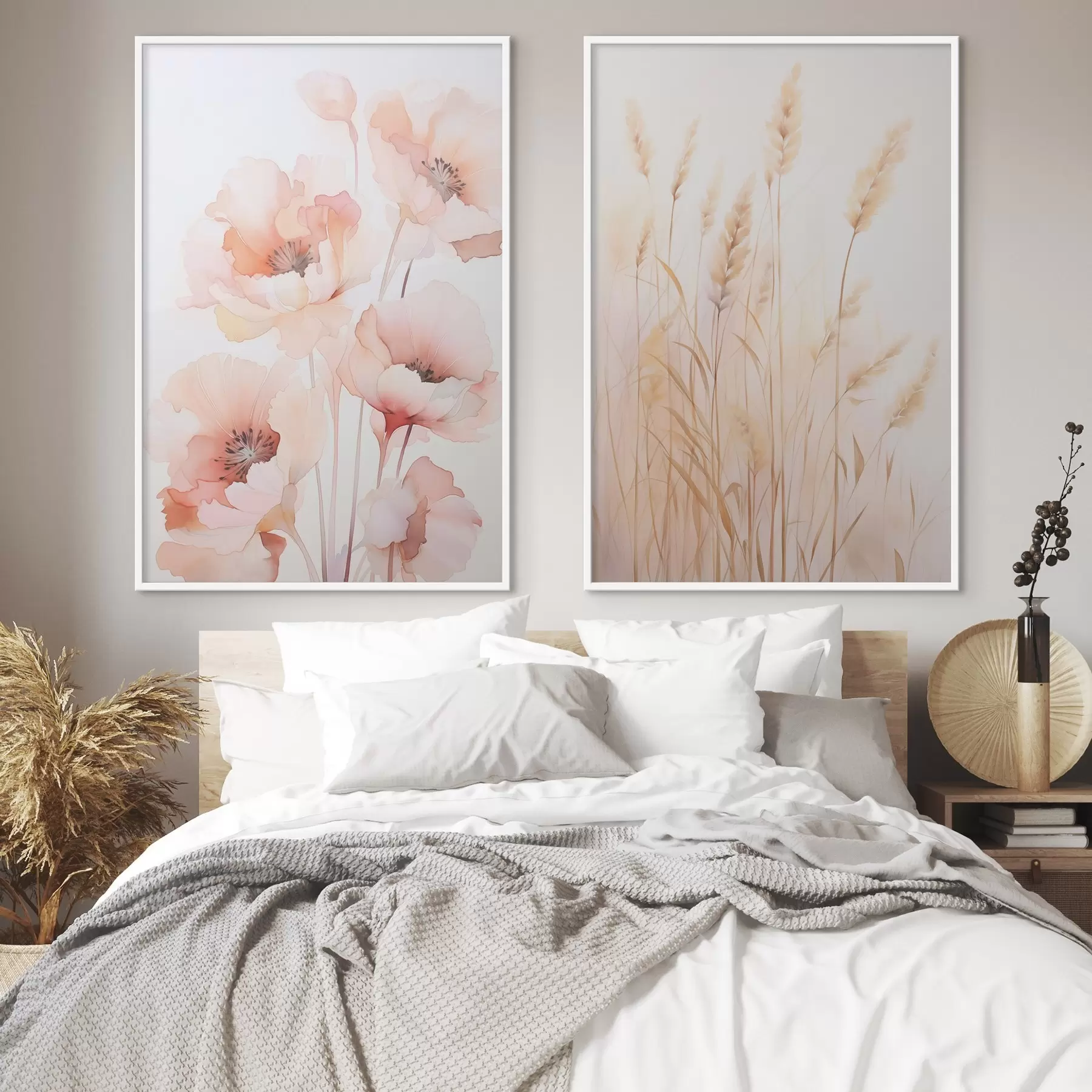 Fototapetes Magones un vārpiņas imitācija akvareļos d00723