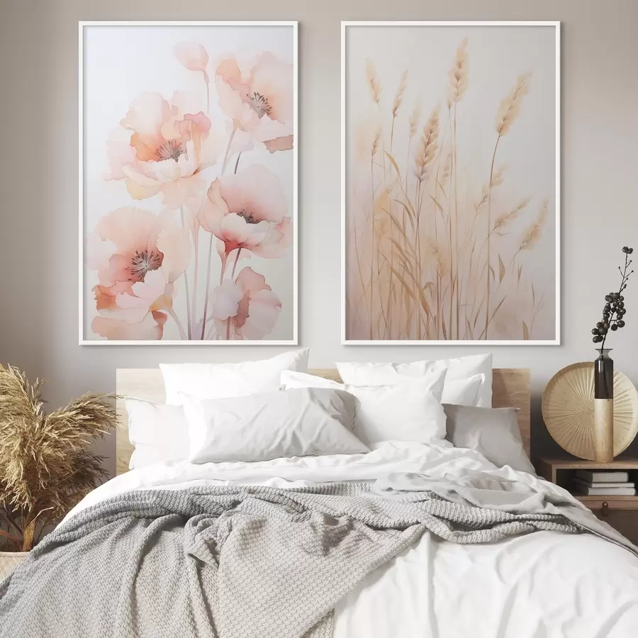 Fototapetes Magones un vārpiņas imitācija akvareļos d00723